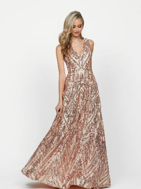 Lexi V Neck A Line Gown